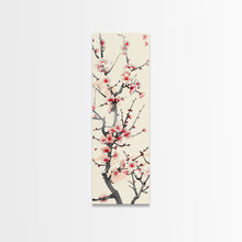 Load image into Gallery viewer, Delicate Plum Blossoms Skinny Art Tall Art Japanese Ukiyo-e Inspired Botanical Framed Canvas Print for Sophisticated Interiors
