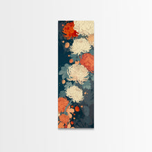 Load image into Gallery viewer, Blooming Chrysanthemums in Rich Autumn Colors - Skinny Art, Japanese Wall Decor, Framed Canvas Print, Ukiyo-e Style
