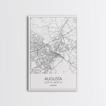 Carregar imagem no visualizador da galeria, Augusta Street Map, Georgia Map, City Map Art, Dorm Wall Art, Adventure Wall Art, Minimalist Art, Wall Art, Canvas Print, Canvas Wall Art
