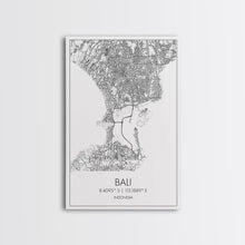 Carregar imagem no visualizador da galeria, Bali Street Map, Indonesia Map, Asian City Wall Art, Travel Gift, Living Room Art, Minimalist Art, Wall Art, Canvas Print, Canvas Wall Art
