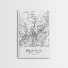 Cargar imagen en el visor de la galería, Birmingham Street Map, Alabama Map, City Map Art, Modern Art, Wall Art, Canvas Print, Canvas Wall Art, Minimalist Art, Housewarming Gift
