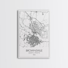 Carregar imagem no visualizador da galeria, Brownsville Street Map, Texas Map, City Map Art, Modern Art, Wall Art, Canvas Print, Canvas Wall Art, Dorm Décor, Graduation Gift,
