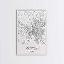 Cargar imagen en el visor de la galería, Columbus Street Map, Georgia Map, City Map Art, Minimalist Art, Wall Art, Canvas Print, Canvas Wall Art, City Wall Art, Travel Wall Print
