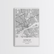Load image into Gallery viewer, Detroit Street Map, Michigan Map, City Map Art, Minimalist Art, Wall Art, Canvas Print, Wall Art Bedroom, Travel Prints, Gift For Couple
