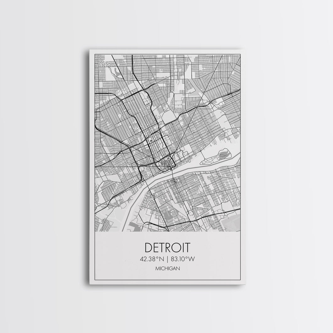 Detroit Street Map, Michigan Map, City Map Art, Minimalist Art, Wall Art, Canvas Print, Wall Art Bedroom, Travel Prints, Gift For Couple