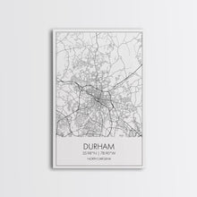 Load image into Gallery viewer, Durham Street Map, North Carolina Map, City Map Art, Minimalist Art, Wall Art, Canvas Print, Traveler Gift, Travel Wall Décor
