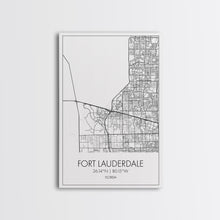 Carregar imagem no visualizador da galeria, Fort Lauderdale Street Map, California Map, City Map Art, Minimalist Art, Wall Art, Canvas Print, Travel Art, Game Room Décor, Travel Gifts
