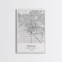 Carregar imagem no visualizador da galeria, Fresno Street Map, California Map, City Map Art, Minimalist Art, Wall Art, Canvas Print, Bar Wall Art, Teen Gift, Travel Wall Art,
