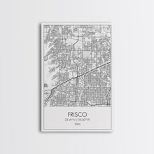 Load image into Gallery viewer, Frisco Street Map, Texas Map, City Map Art, Minimalist Art, Wall Art, Canvas Print, Black And White Art, Office Wall Art, Aviation Gift
