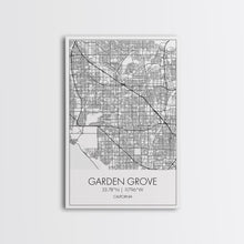 Load image into Gallery viewer, Garden Grove Street Map, California Map, City Map Art, Minimalist Art, Wall Art, Canvas Print, Black And White Map, Best Friend Gift
