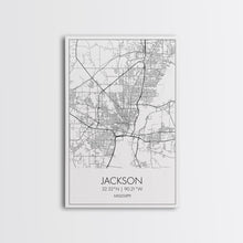 Load image into Gallery viewer, Jackson Street Map, Mississippi Map, City Map Art, Minimalist Art, Wall Art, Canvas Print, Travel Print, Farmhouse Bedroom, Wedding Gift
