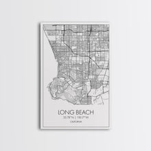 Load image into Gallery viewer, Long Beach Street Map, California Map, City Map Art, Modern Art, Wall Art, Canvas Print, Adventure Wall Art, Home Office Art, Gift For Him
