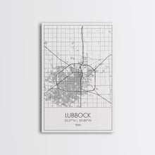 Load image into Gallery viewer, Lubbock Street Map, Texas Map, City Map Art, Modern Art, Wall Art, Canvas Print, Travel Print, Farmhouse Wall Décor, Boyfriend Gift
