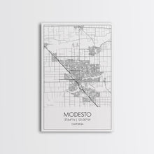 Load image into Gallery viewer, Modesto Street Map, California Map, City Map Art, Modern Art, Wall Art, Canvas Print, Home Décor Wall Art, Friendship Gift, Travel Wall Art

