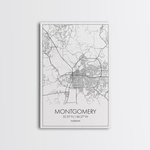 Load image into Gallery viewer, Montgomery Street Map, Alabama Map, City Map Art, Modern Art, Wall Art, Canvas Print, Bedroom Print, Family Gift, Travel Wall Décor

