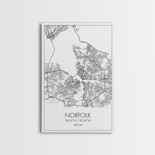 Load image into Gallery viewer, Norfolk Street Map, Virginia Map, City Map Art, Modern Art, Wall Art, Canvas Print, Bedroom Décor, College Student Gift, Travel Print
