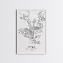 Load image into Gallery viewer, Reno Street Map, Nevada Map, City Map Art, Minimalist Art, Wall Art, Canvas Print, Girls Room Décor, Traveler Gift, Travel Art Print

