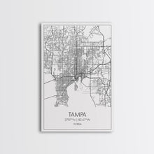 Load image into Gallery viewer, Tampa Street Map, Florida Map, City Map Print, Modern Wall Art, Wall Art, Canvas Print, Gift For Mom, Travel Wall Decor, Farmhouse Wall Art
