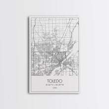 Load image into Gallery viewer, Toledo Street Map, Ohio Map, City Map Print, Modern Wall Art, Wall Art, Canvas Print, Friendship Gift, Wall Decoration, Travel Wall Art
