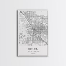 Load image into Gallery viewer, Tucson Street Map, Arizona Map, City Map Print, Modern Wall Art, Wall Art, Canvas Print, Minimal Wall Art, Family Gift, Travel Wall Décor

