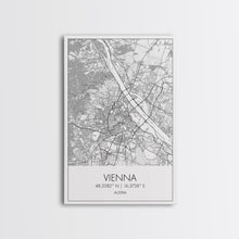 Load image into Gallery viewer, Vienna Street Map, Austria Map, City Map Print, Modern Wall Art, Wall Art, Canvas Print, Black And White, Unique Wedding Gift, Travel Art
