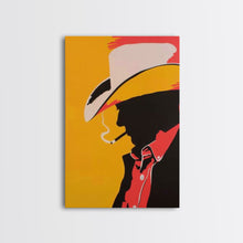 Load image into Gallery viewer, Cowboy Silhouette with Hat and Cigarette - Framed Canvas Print, Western Pop Art, Rustic Decor for Living Room or Office
