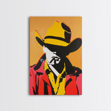 Load image into Gallery viewer, Bold Cowboy Silhouette with Cigarette | Framed Canvas Print | Western Wall Art | Cowboy Art | Living Room Decor | Rustic Home Decor
