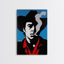 Load image into Gallery viewer, Bold Cowboy Smoking Silhouette Framed Canvas Print - Modern Western Decor, Unique Wall Art for Living Room, Bedroom Artwork
