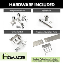 Load image into Gallery viewer, Double Track U-Shape Bypass Sliding Barn Door Hardware Kit - Diamond Design Roller
