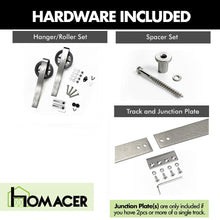 Load image into Gallery viewer, Non-Bypass Sliding Barn Door Hardware Kit - Spoke Wheel Design Roller - Silver Finish
