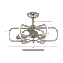 Load image into Gallery viewer, 30&quot; Theron Modern DC Motor Downrod Mount Reversible Ceiling Fan with LED Lighting and Remote Control
