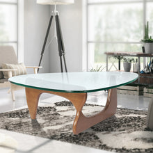 Load image into Gallery viewer, Light walnut Triangle coffee table Wood Base for living room
