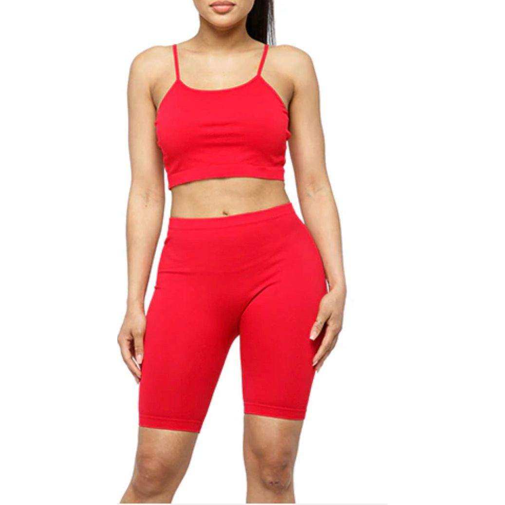 SEAMLESS CROP TANK & BIKER SHORT SET