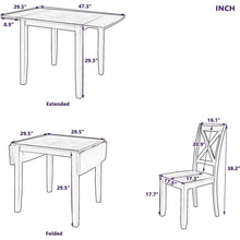 Load image into Gallery viewer, 3-Piece Wood Drop Leaf Breakfast Nook Dining Table Set with 2 X-back Chairs for Small Places, Brown
