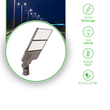 Cargar imagen en el visor de la galería, 320W LED Shoebox Pole Light- In Built Dusk to Dawn Sensor- 5000K Daylight - Perfect for Commercial Parking Lots- Slip Fitter Mount
