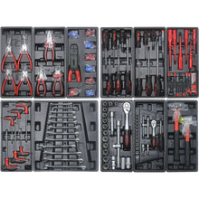 Load image into Gallery viewer, 4 DRAWERS MULTIFUNCTIONAL TOOL CART WITH TOOL SET AND WOODEN TOP
