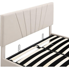 Load image into Gallery viewer, Full size Upholstered Platform bed with a Hydraulic Storage System - Beige
