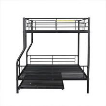 Load image into Gallery viewer, Full XL Over Queen Metal Bunk Bed with Trundle, Black
