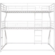 Carregar imagem no visualizador da galeria, Full XL over Twin XL over Queen Size Triple Bunk Bed with Long and Short Ladder,White
