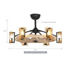 Load image into Gallery viewer, 34&quot; Bucholz Farmhouse DC Motor Downrod Mount Reversible Ceiling Fan with Lighting and Remote Control
