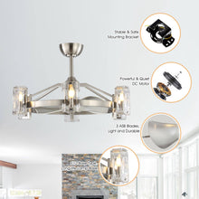 Cargar imagen en el visor de la galería, 34&quot; Bucholz Modern DC Motor Brushed Nickel Downrod Mount Reversible Ceiling Fan with LED Lighting and Remote Control
