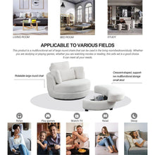 Load image into Gallery viewer, 39&quot; W Oversized Swivel Chair with moon storage ottoman for Living Room, Modern Accent Round Loveseat Circle Swivel Barrel Chairs for Bedroom Cuddle Sofa Chair Lounger Armchair, 4 Pillows, Teddy Fabric
