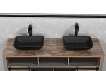 Cargar imagen en el visor de la galería, 13.0&quot; L -18.13&quot; W -4&quot; H Matte Shell Glass Rectangular Vessel Bathroom Sink in Black with Matte Black Faucet and Pop-Up Drain in Matte Black
