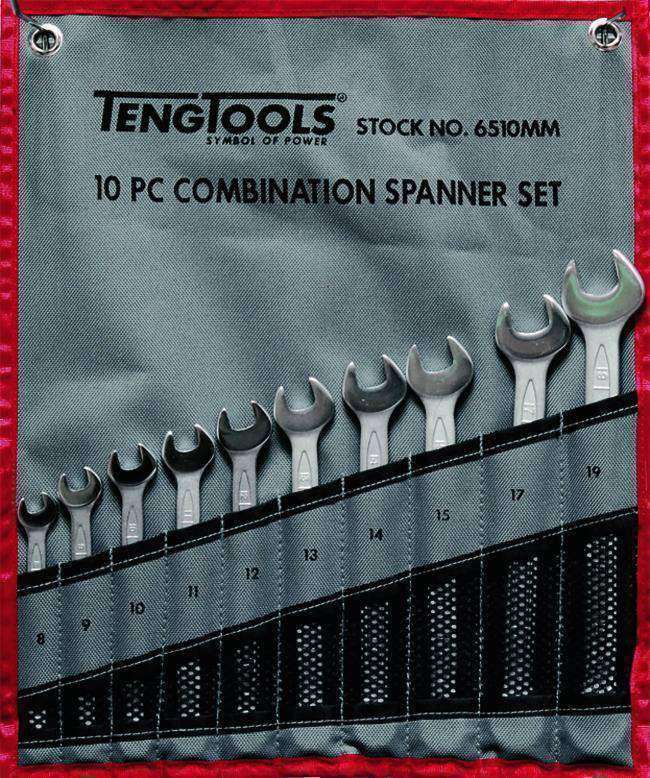 Teng Tools 10 Piece 12 Point Metric Combination Wrench Set (8MM - 19MM) - 6510MM