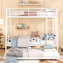 Load image into Gallery viewer, Full XL Over Queen Metal Bunk Bed with Trundle, White
