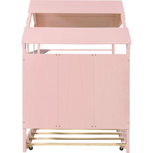 Load image into Gallery viewer, Wood Twin Size House Bed with Trundle and Storage, Pink
