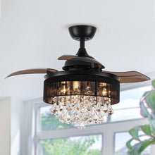 Cargar imagen en el visor de la galería, 36&quot; Bangaiore Modern Downrod Mount Crystal Ceiling Fan with Lighting and Remote Control
