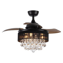 Cargar imagen en el visor de la galería, 36&quot; Bangaiore Modern Downrod Mount Crystal Ceiling Fan with Lighting and Remote Control
