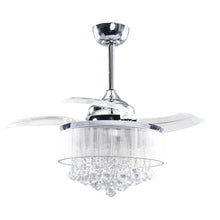 Cargar imagen en el visor de la galería, 36&quot; Bangaiore Modern Downrod Mount Crystal Ceiling Fan with Lighting and Remote Control
