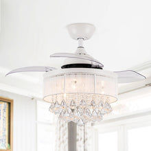 Cargar imagen en el visor de la galería, 36&quot; Bangaiore Modern Downrod Mount Crystal Ceiling Fan with Lighting and Remote Control
